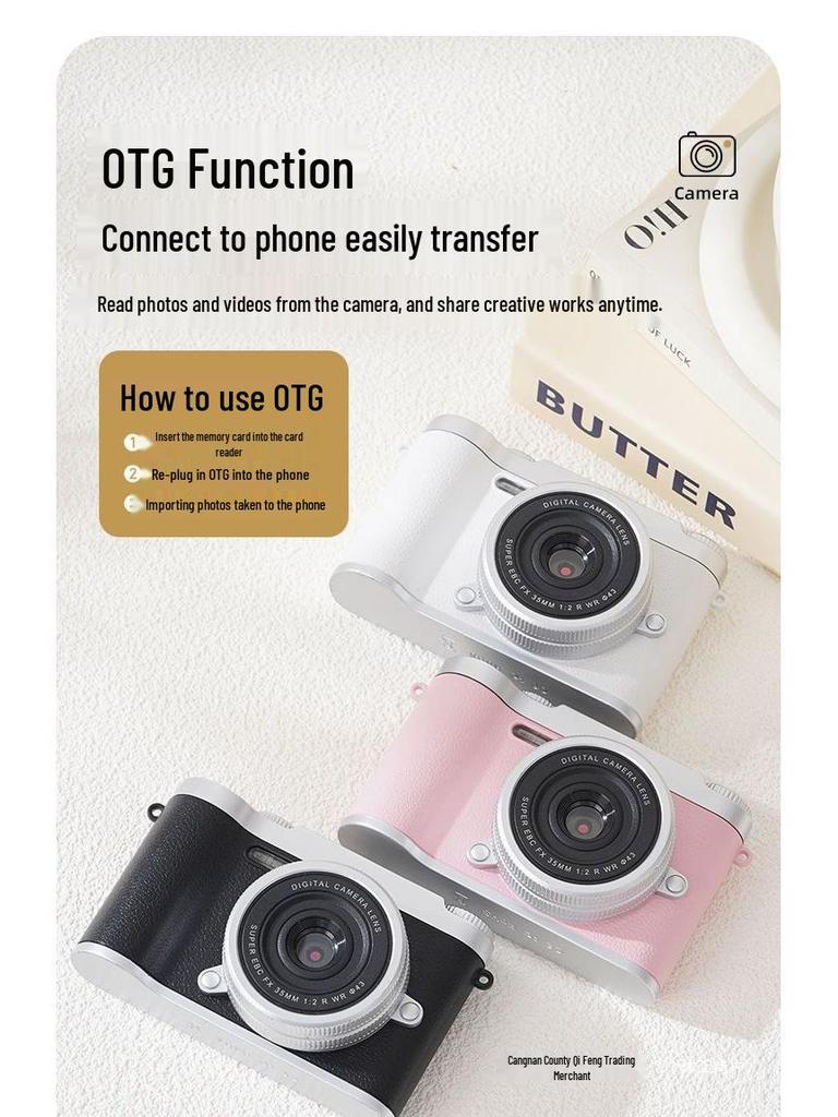 9600W Pixel Retro Digitalkamera mit zwei Objektiven, niedlich, mit Schönheitsfilter, für Schulkinder und als Polaroid-Fotografie-Geschenk