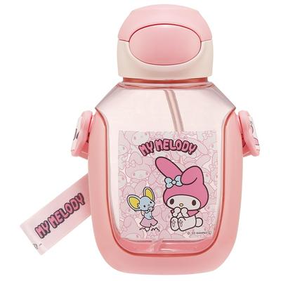 Skater Water Bottle with Straw 530ml Straw Water Bottle One Push My Melody Ushiro Shiro Sanrio Children's PDSH6DX-A