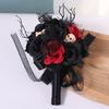 Artificial Flowers Bridal Bouquet Gothic Wedding Bouquet Red/Purple and Black Wedding Flower Bouquet for Bridesmaids
