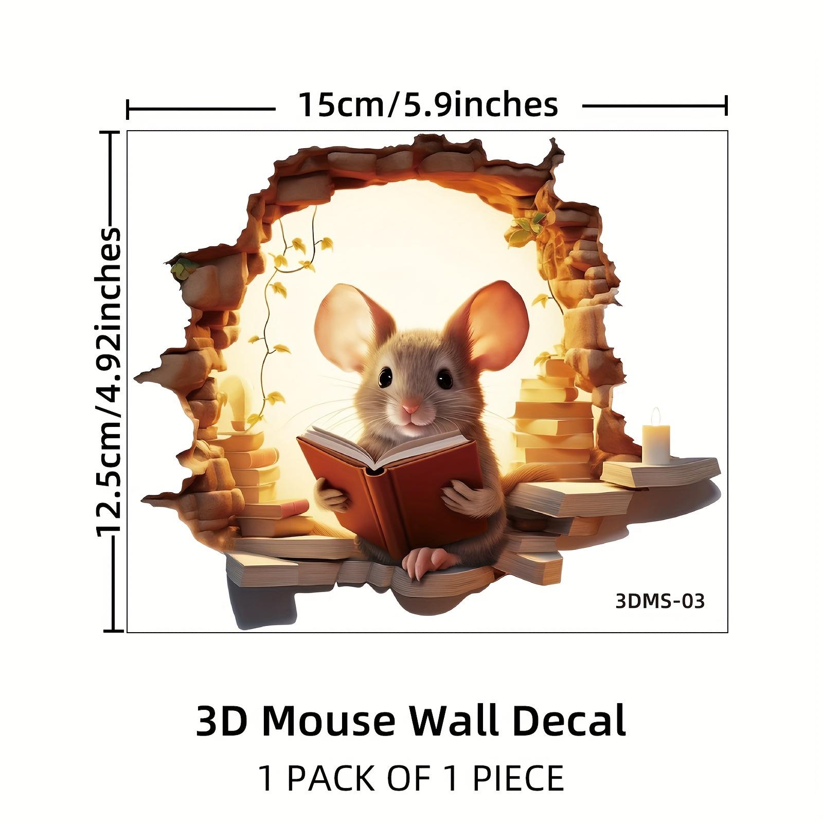 

1 шт. 3D-наклейка на стену с изображением мультфильма - яркий дизайн книги для чтения с мышкой, водонепроницаемая съемная самоклеящаяся. Creative Personalized Stickers