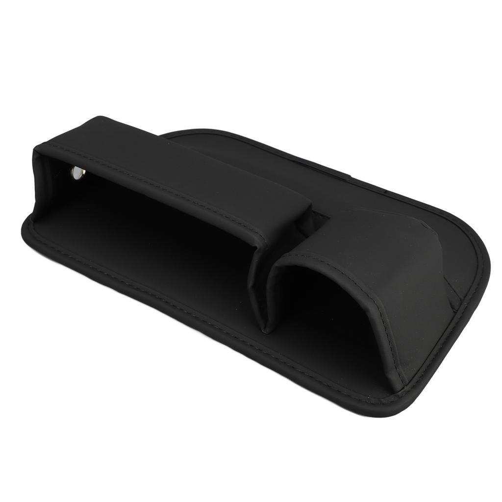 Förvaringsväska för bilstolsfyllning med telefon- och mugghållare Multifunktionell PU-läder Sidostolsficka Organizer Svart