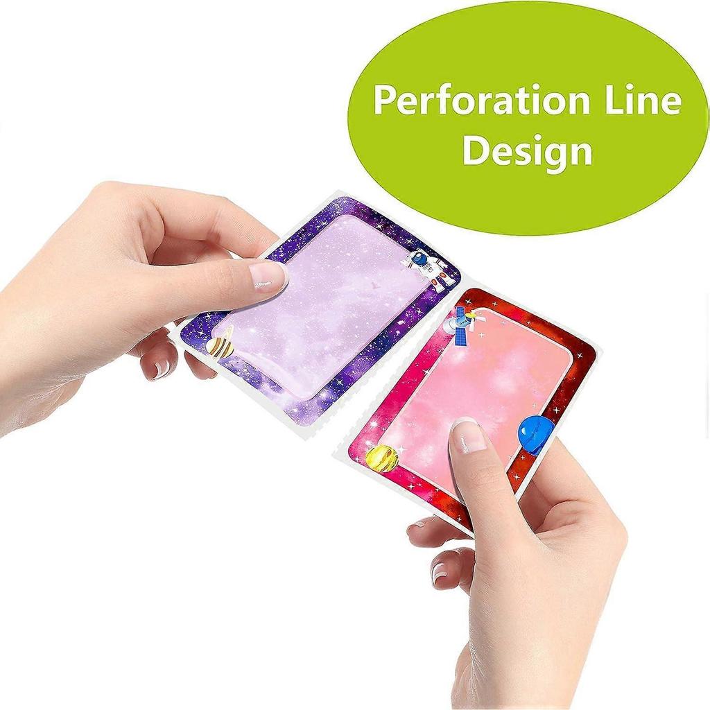 300 Pcs Name Tag Label Sticker Galaxy-Themed In 6 Designs with Perforated Line for School Office Home (3.5"x2.2" Each)