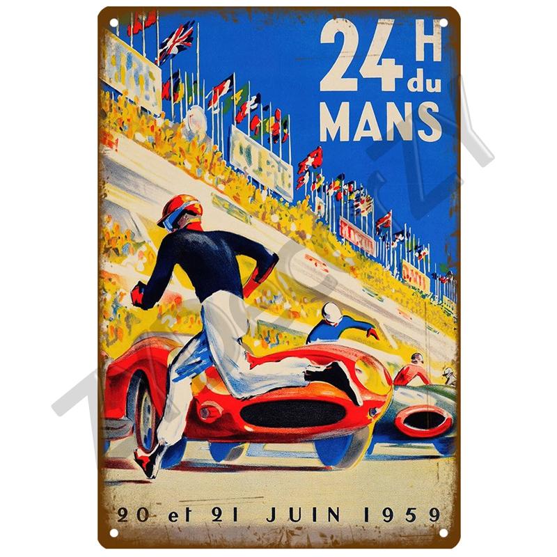 24 Lemans Metal Sign House Plaque Metal Poster Tin Sign Plate Wall Poster Vintage Retro Aesthetic Room Decor Wall Art Decoration