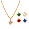 Elegant Zircon Glass Pendant Necklace with Pearl Chain