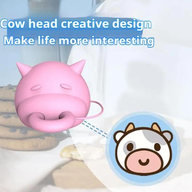 Silicone Cow Head Milk Box Stoppers Funny Pouring Milk Carton Diverter Caps Fun and Practical Milk Pourer Lids