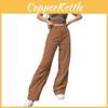 Color Solid Womens High Waist Wide Leg Slimming Casual Fashion Pants Corduroy
