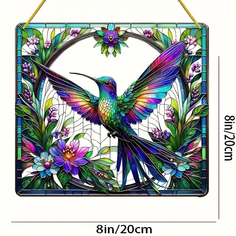 2D Flat Acrylic Hummingbird & Floral Decoration , Use No Batteries/Electricity Needed, Unique Indoor/Outdoor Decoration , Multipurpose Traditional
