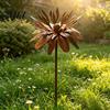 Vintage Style Garden Flagpole Rusty Outdoor Daisy Flower Metal Yard Stake, Rusted Iron Art Rust-red Patio Decoration Decoration, Weather-Resistant