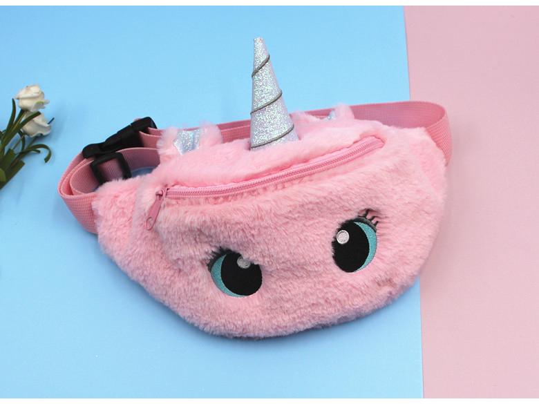 Cartoon Unicorn Plush Shoulder Bag for Girls - Cute Big Eyes Crossbody & Waist Bag for Kindergarten