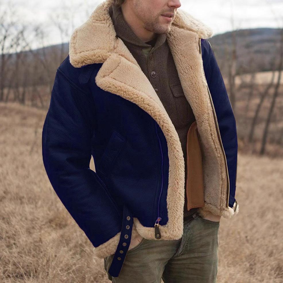 Neue verdickte integrierte Pelz-Herren-Thermojacke Langarm Kunstpelz