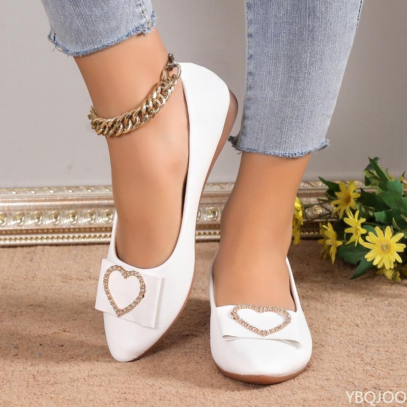 Fashion 2025 New Flat Bottomed Shallow Mouth Shoes Spring Autumn Woman Shoes Ballets Bow Lady Fashionable Versatile Pointed Toe Slip