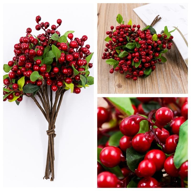 3Pcs Mini Artificial Berry Flower Christmas Fruit Fake Berry Simulation Foam Flower Decoration Wedding Family Table Arrangement