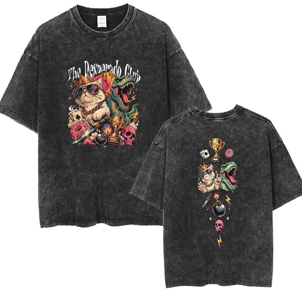 Hett Spel Dungeon Crawler Carl Vintage Tvättade T-shirts Prinsessamunk Rolig Katt Grafisk T-shirt Herr Dam Överdimensionerad Bomulls-T-shirt