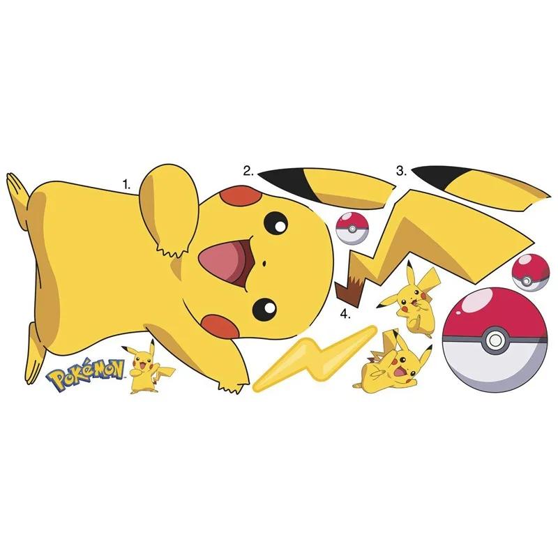 Wall Stickers Anime Figure Pikachu Sticker Children Bedroom Kindergarten Wallpaper Deco PVC DIY Stickers Toys