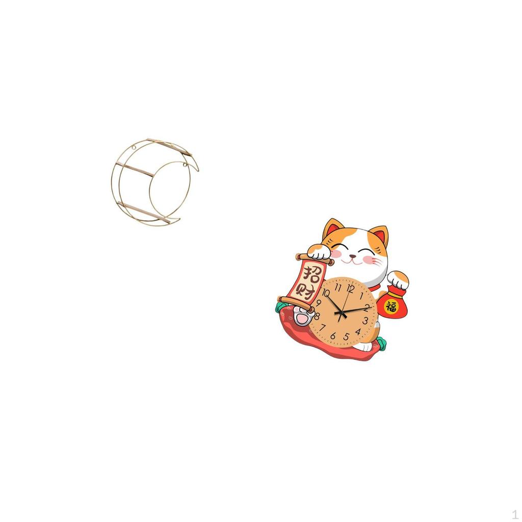 Modern Multifunctional Wall Hanging Shelf And Silent Cat Clock for Kids Bedroom Kitchen Office