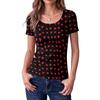 Women's Slim Fit Square Neck Floral Print Short Sleeve Top Ribbed Texture Casual Blouse Stretchy Lightweight Shirt for Everyday Wear
