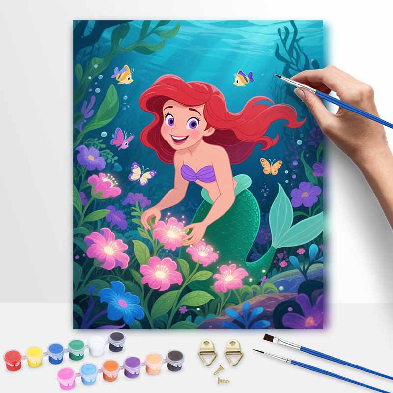 Disney The Little Mermaid Digital Oil Painting Art Kit Handmade Coloring Painting Home Decor