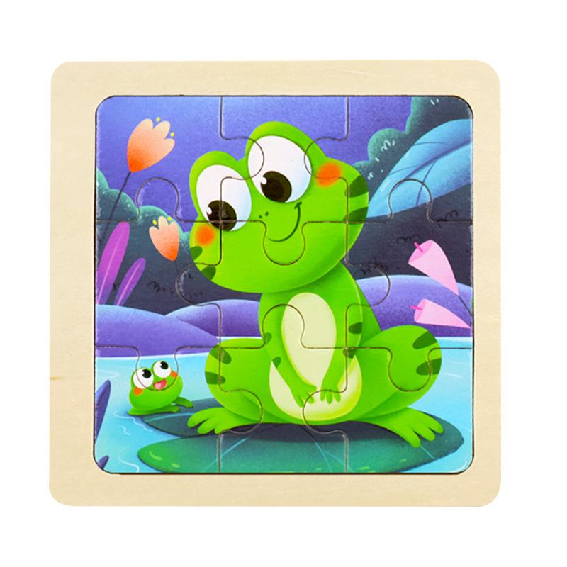 Small Children's 9-piece Wooden Plane Puzzle Cartoon Animation Puzzle Baby Educational Early Education Toy