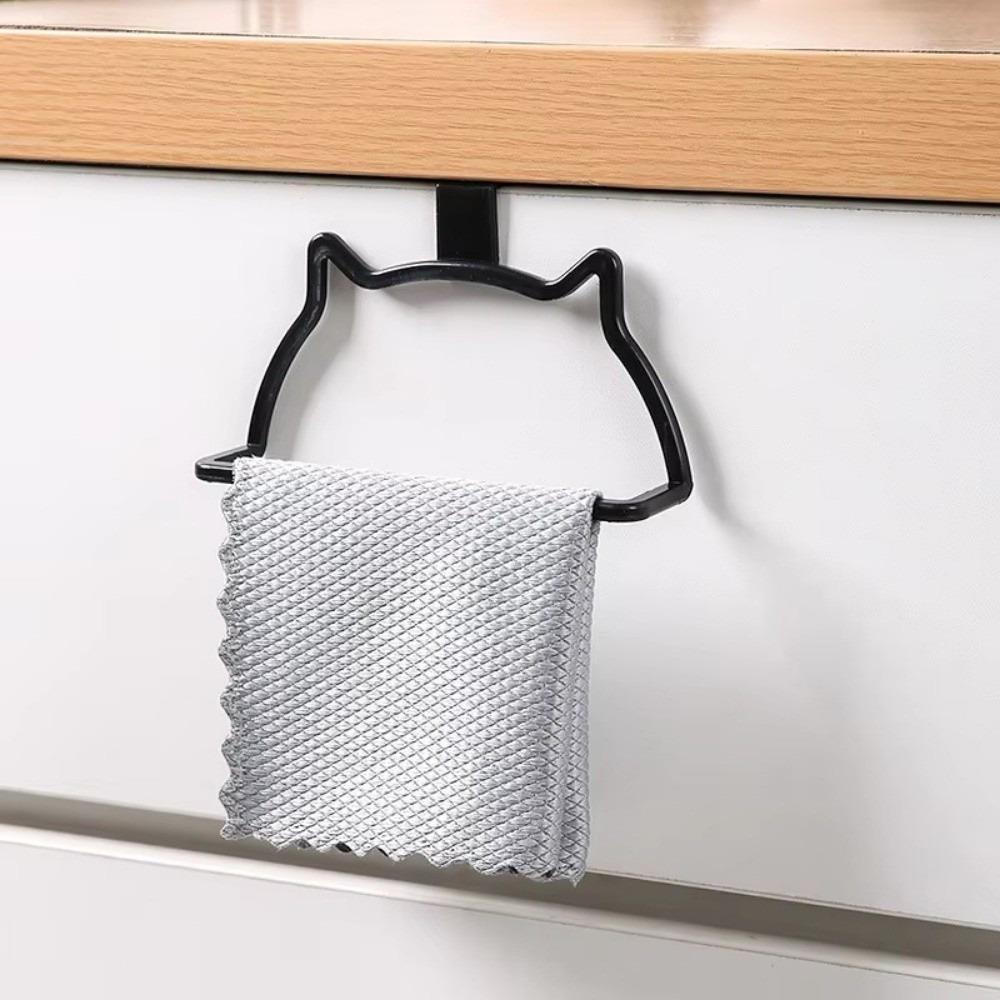 

Cute Plastic Towel Rack Cat-Shaped Durable Single Rod Door Hook Punch-free Door Back Hook Home Organizer чёрный