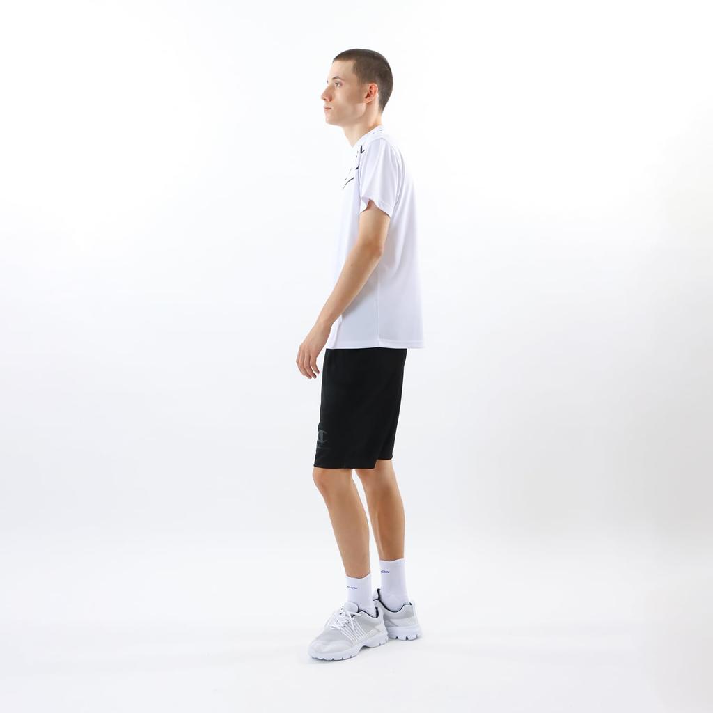 Tricou pentru bărbați Champion Volei cu mânecă scurtă cu gât rotund antibacterian și anti-miros și imprimeu grafic cu logo, Alb, C3-ZV306, Gât, Rezistent,