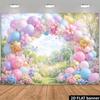 2D verträumter Garten Fotografie Hintergrund Pink Lila Ballon Party Hintergrundtuch