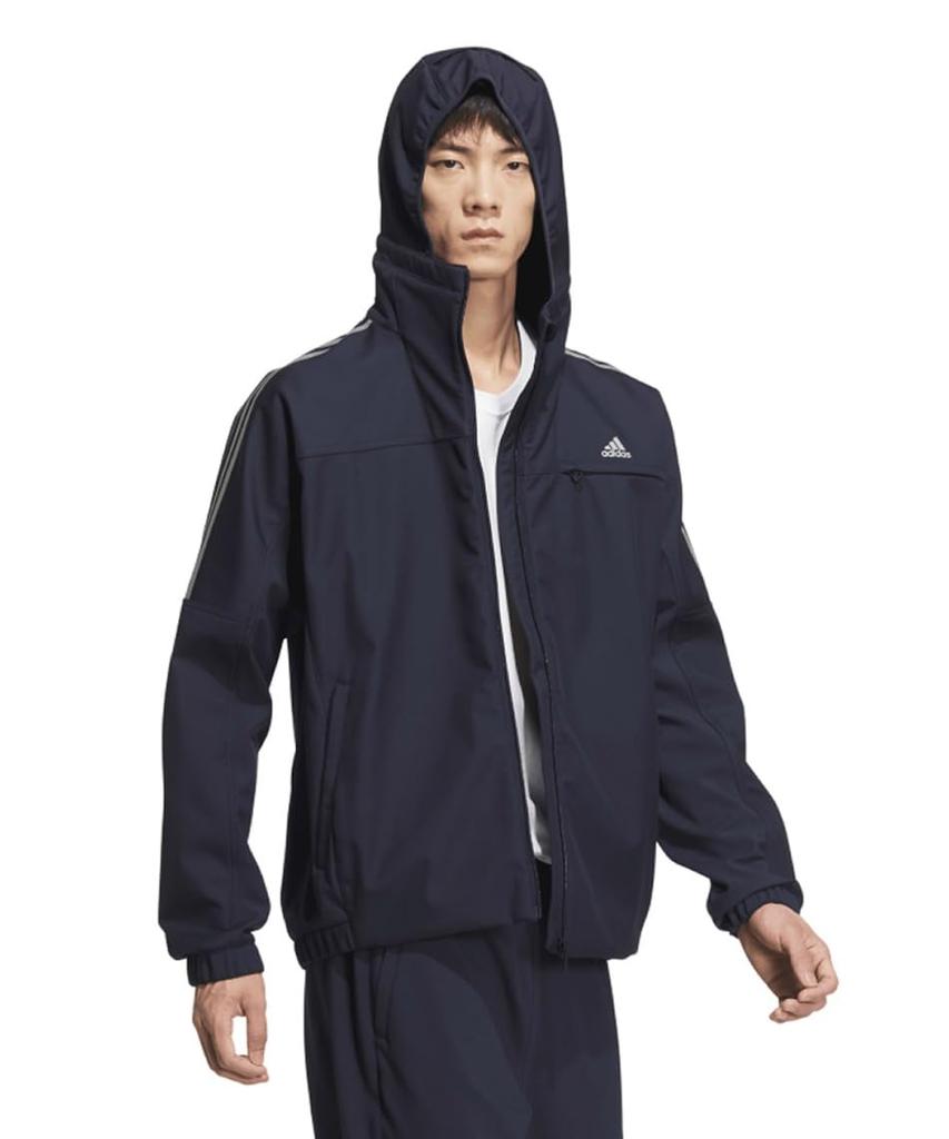 Adidas Legend Ink Small Logo Regular Fit Bonded Fleece Hoodie Size Size Men's (JG8516) Full-Zip Jacket, KWX72, J/L