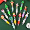 Christmas 4-Color Ballpoint Pen Set Santa Theme Click Pens Smooth Writing Ballpoint Pens for Holiday Gifting