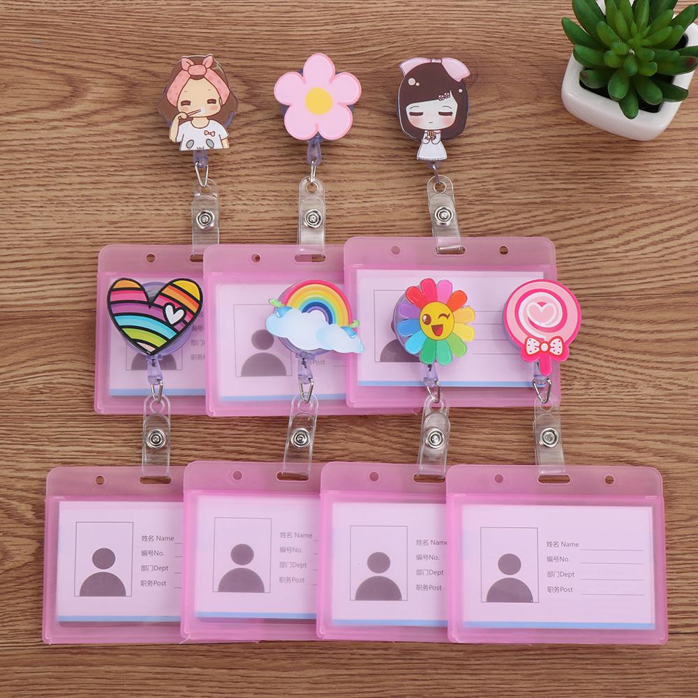 Cartoon Nurse Doctor ID Badge Holder with Retractable Reel, Retractable Metal Clip Business Work Card/Name Tags Badge Holders