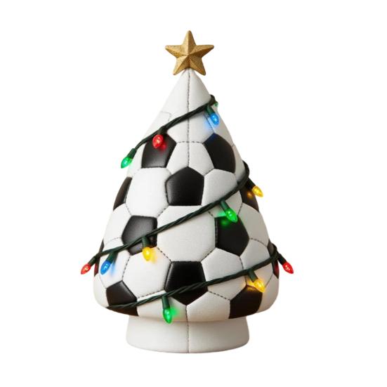 Ball Christmas Tree Ornament Fun Football Xmas Tree Decoration Basketball Tree with Golden Star Topper for Festive Holiday Decor