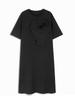 XITAO Three-dimensional Floral Decoration Dress Solid Color Side Split Casual Women ZY8688
