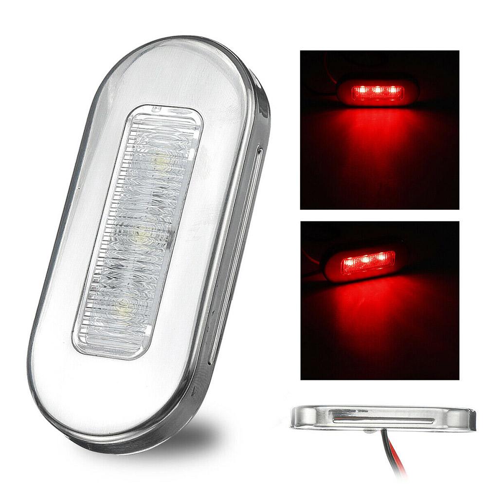 2pcs 12V 3 LED Marine Boat Transom Light LED Courtesy Light With Screws Yacht Marine Boat Cabin Deck Lamp Waterproof LED Oblong
