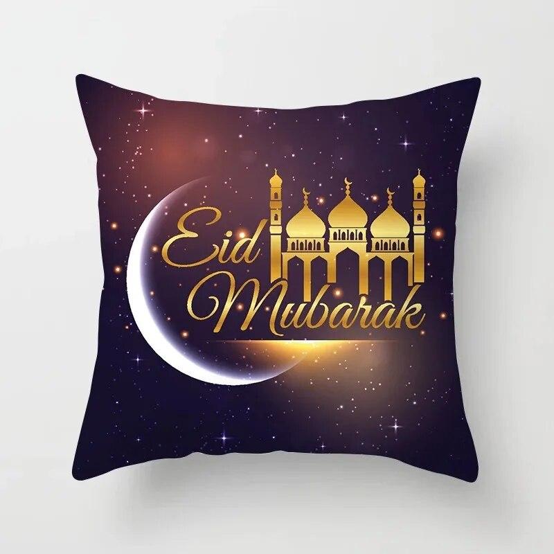 45cm*45cm Islamic Eid Mubarak Decoration Home Purple Pillowcase Ramadhan Decoration Sofa Muslim Mosque Decoration Cushion Cover
