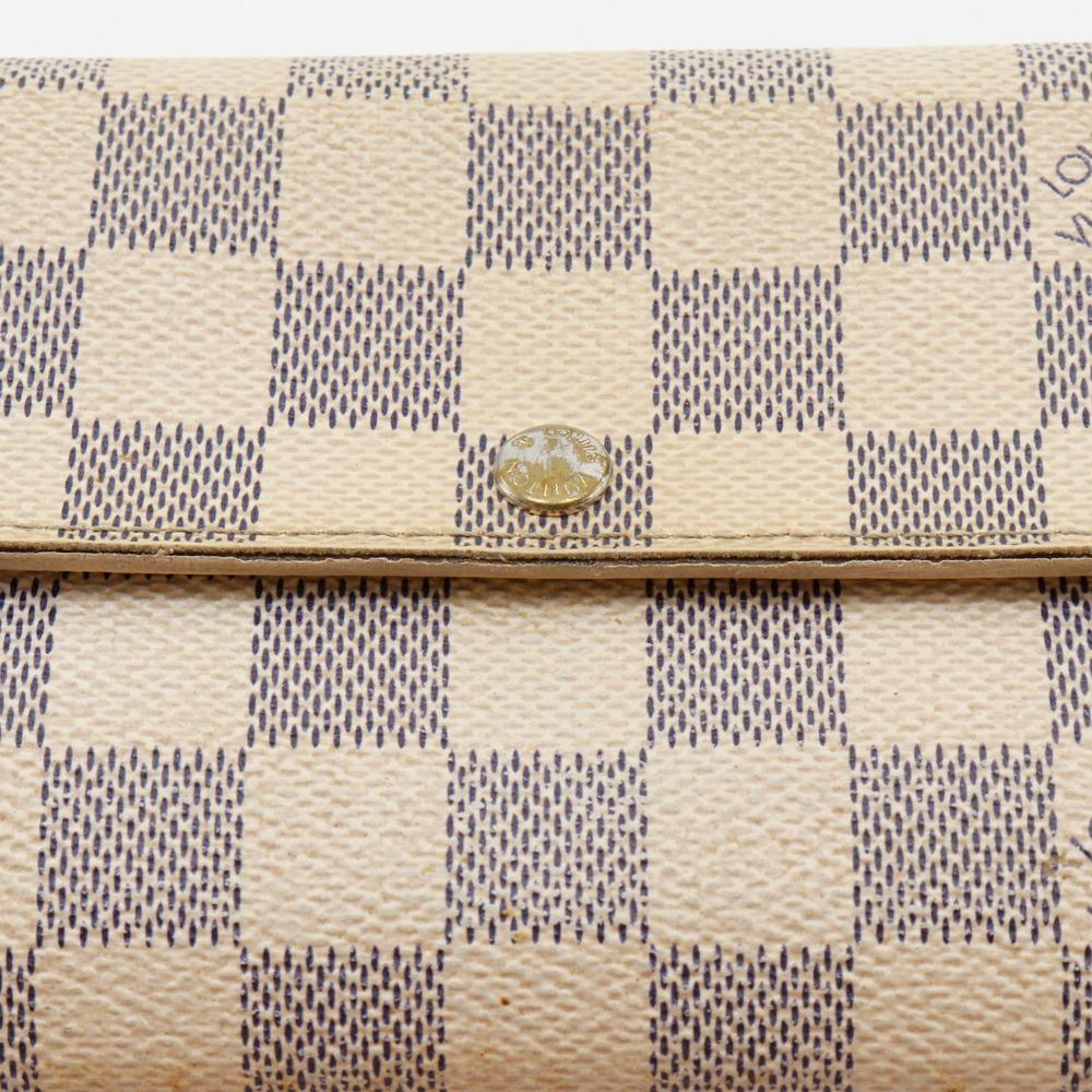 Louis Vuitton Portemonnaie Sarah N61735 Weißes Damier Azur Canvas Unisex Gebraucht