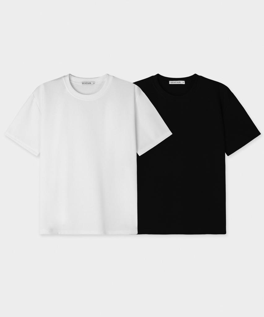SENTAIR [2Pack] Essential Muscle Fit Crop Short Sleeve T-Shirt_2 Colors