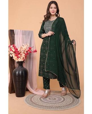 Γυναικεία σχεδιάστρια Kurta Παντελόνι Dupatta Set Indian Bollywood Top Tunic Φόρεμα Kurti Salwar