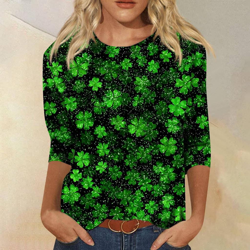 Dámský módní ležérní svetr s kulatým výstřihem a tříčtvrtečním rukávem s potiskem Saint Pao