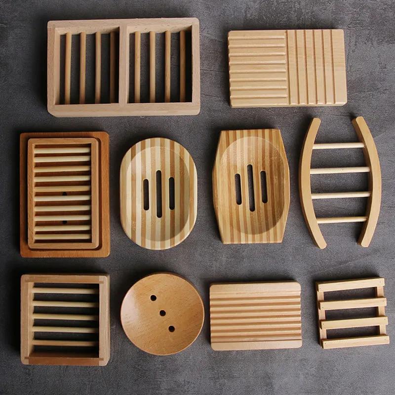 Săpuniere din Lemn Natural cu Drenaj, Suport Farfurie, Suporturi Tip Cutie, Duș, Săpunuri pentru Spălarea Mâinilor, Suport YLE055