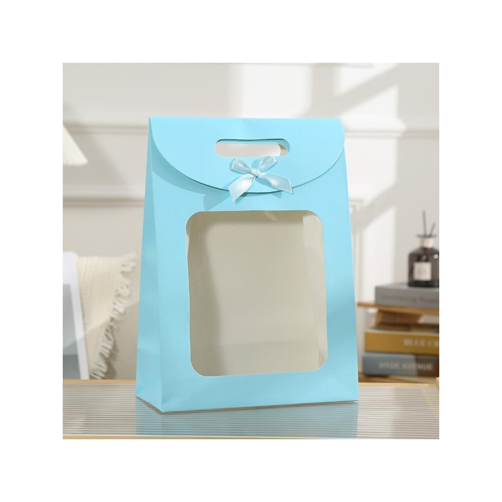 Foldable bow transparent gift bag, suitable for packaging small gifts for birthdays and holidays