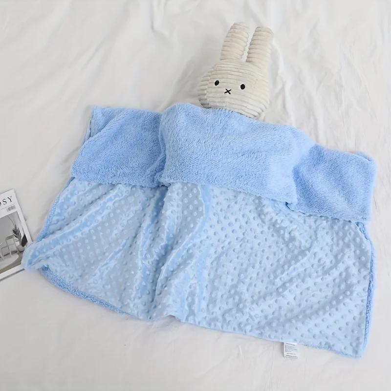 90x73cm Baby Bean Blanket - Bubble Design Double Layer Warm Solid Color Sensory Security Blanket for Stroller/Car Seat/Travel