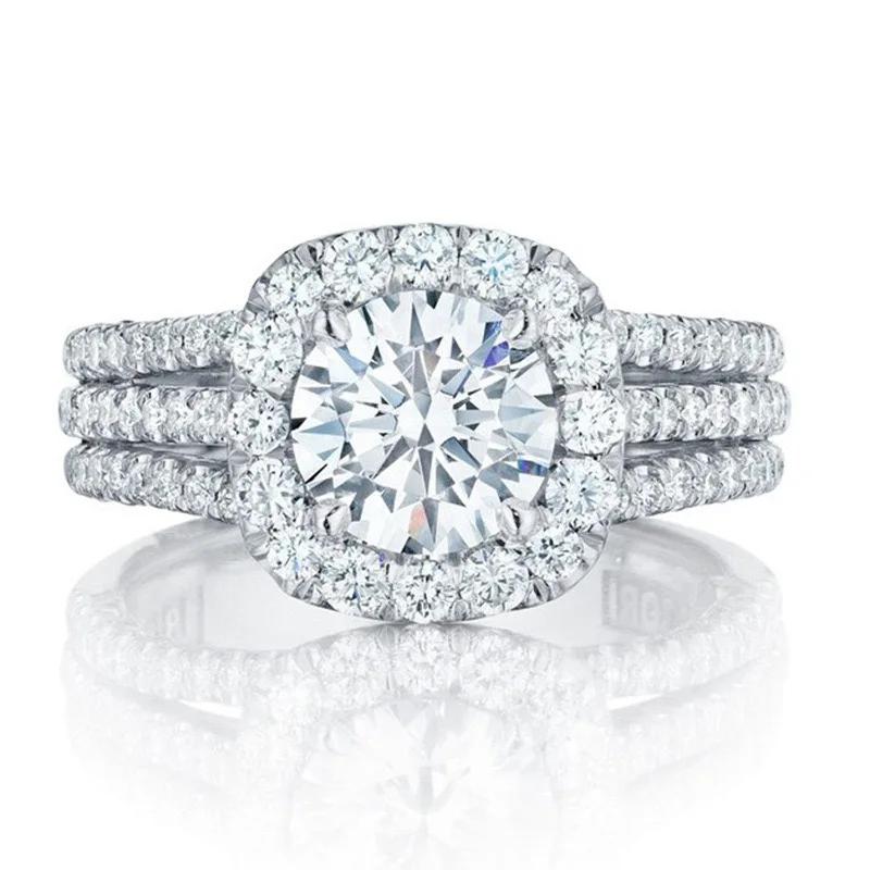 Trendy Women Rings with Brilliant Cubic Zirconia Engagement Rings Wedding Party Jewelry