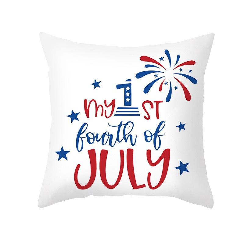 New American Independence Day Pillowcase, Simple Peach Skin Velvet Printed Cushion Cover, Sofa Pillow Cover