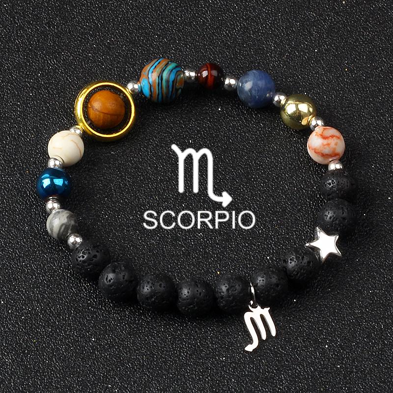 Solar System Galaxy Planets Bracelets for Women Women Zodiac Virgo Cancer Leo Libra 12 Constellation Charm Bracelet Jewelry Gift