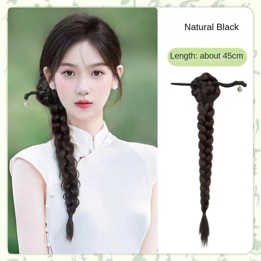 Hair Stick Claw Clip Ponytail Wig Hanfu Hairpin Twist Braid Wig New Chinese Style Wig  for Women