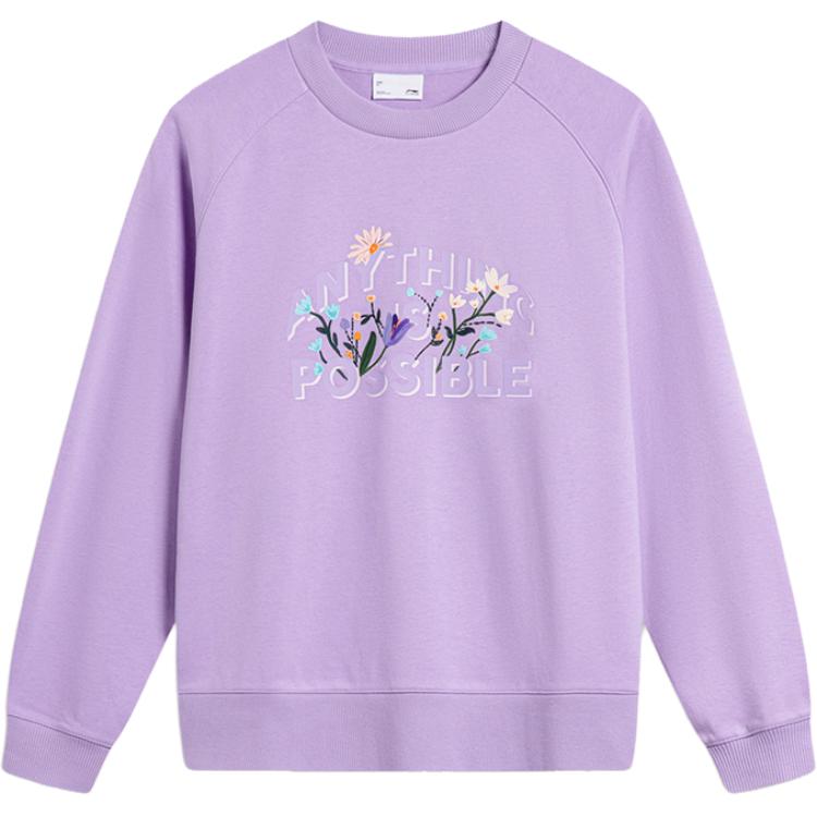 

Li-Ning Sports Lifestyle Series Printed Letter Round Neck Comfortable Breathable Loose Sweatshirt Women sweatshirt Purple AWDTA46-2 M
