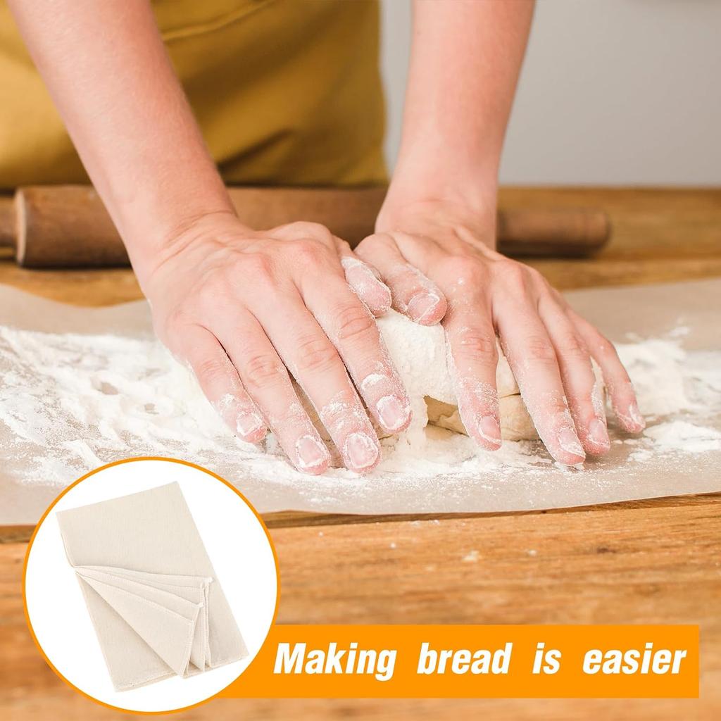 Pastry Cloth for Rolling Dough, Bread Cloth, 14x17.7 Inch Heavy Duty Linen Proofing Cloths for Bread Dough, Baguettes