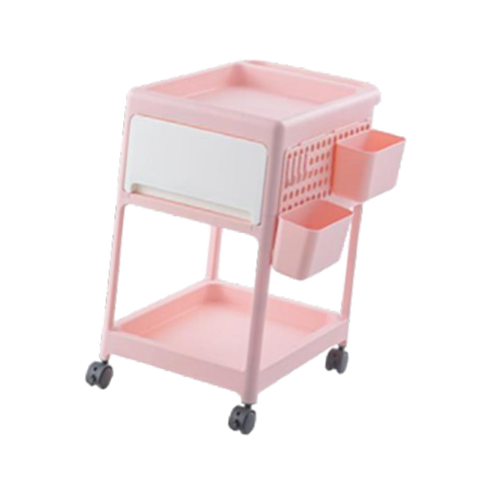 

2-х уровневая хозяйственная тележка на колесиках ящики органайзеры тележка для ванной комнаты офиса розовый