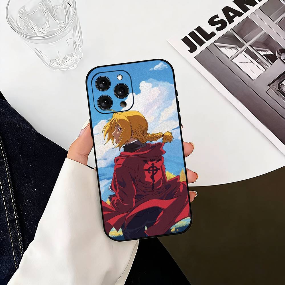 Edward Elric Fullmetal Alchemist Anime Phone Case For iPhone 17, 16,15,14,13,12,11 Plus,Pro Max, Others Soft Black Cover
