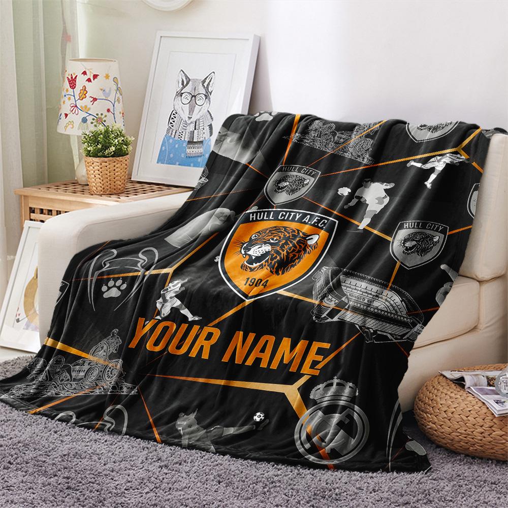 Custom Name Hull City2 Flannel Blanket, High quality Comfortable for All Seasons, Home Decor, Warmth and Comfort