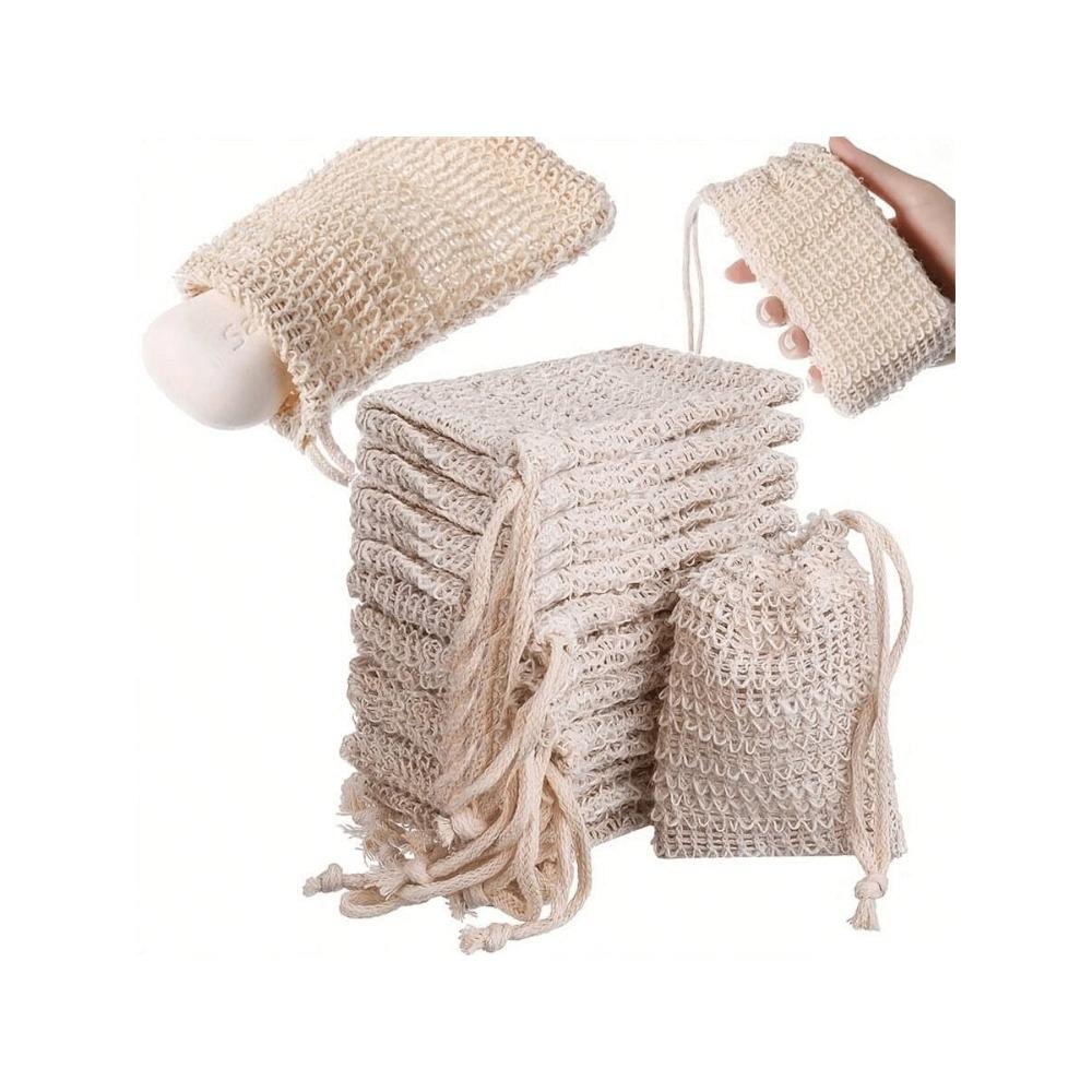 Soap Saver Pouch, Sisal Soap Bag With Drawstring And, Soap Saver Bag, Knotted Shower Soap Bag For Foaming And Drying, Bathroom Accessories