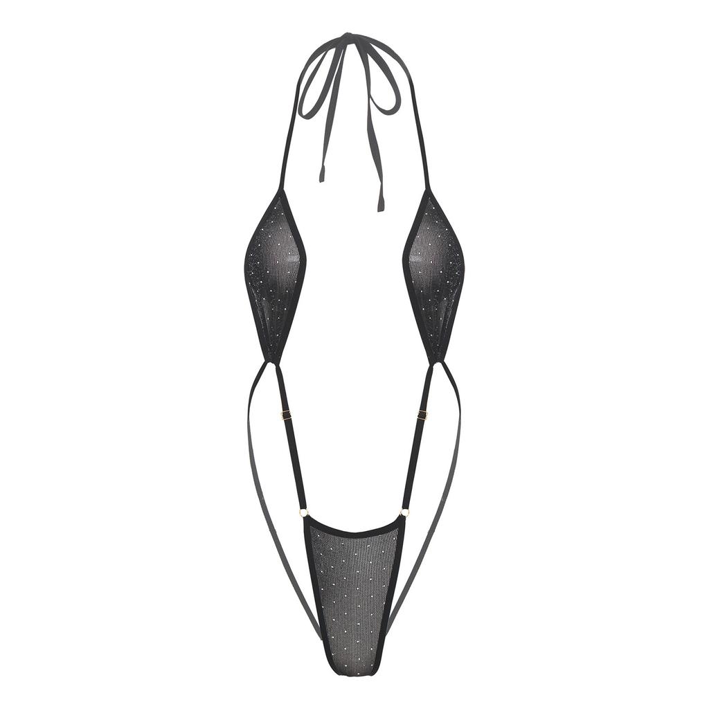 Damen Mikro-Bikini Neckholder Body T-Rücken Monokini Badebekleidung Nachtwäsche